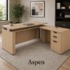 Picture of L Shaped Sit Stand Desk with Drawers and Reversible Return