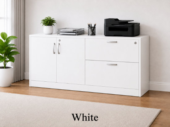 Picture of Lateral File Storage Cabinet Credenza with Locking Drawers and Adjustable Shelf