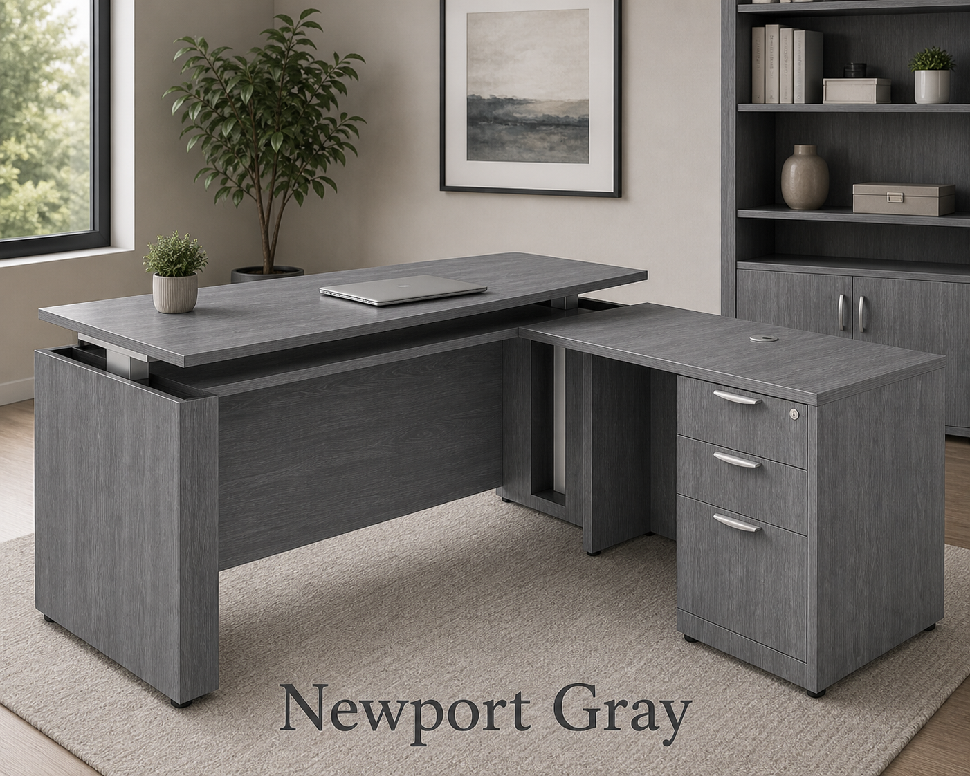 Executive L Shaped Sit Stand Desk with Drawers | Choice Office Furniture