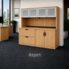Picture of Storage Credenza with Hutch, Lateral File Drawers and Glass Doors