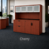 Picture of Storage Credenza with Hutch, Lateral File Drawers and Glass Doors