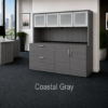 Picture of Storage Credenza with Hutch, Lateral File Drawers and Glass Doors