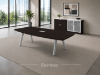 Picture of Boat Shaped Conference Table with Metal Legs and Built In Grommets