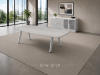 Picture of Boat Shaped Conference Table with Metal Legs and Built In Grommets