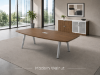 Picture of Boat Shaped Conference Table with Metal Legs and Built In Grommets