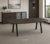 Picture of Boat Shaped Conference Table with Metal Legs and Built In Grommets