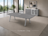 Picture of Boat Shaped Conference Table with Metal Legs and Built In Grommets