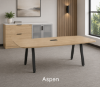 Picture of Boat Shaped Conference Table with Metal Legs and Built In Grommets
