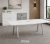 Picture of Boat Shaped Conference Table with Metal Legs and Built In Grommets