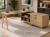 Picture of L Shaped Office Desk with Drawers, File Storage and Wood Legs