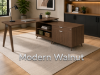 Picture of L Shaped Office Desk with Drawers, File Storage and Wood Legs