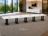 Picture of Boat Shaped Conference Table with Cable Management and Brushed Steel Base