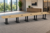 Picture of Boat Shaped Conference Table with Cable Management and Brushed Steel Base