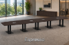 Picture of Boat Shaped Conference Table with Cable Management and Brushed Steel Base
