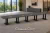 Picture of Boat Shaped Conference Table with Cable Management and Brushed Steel Base