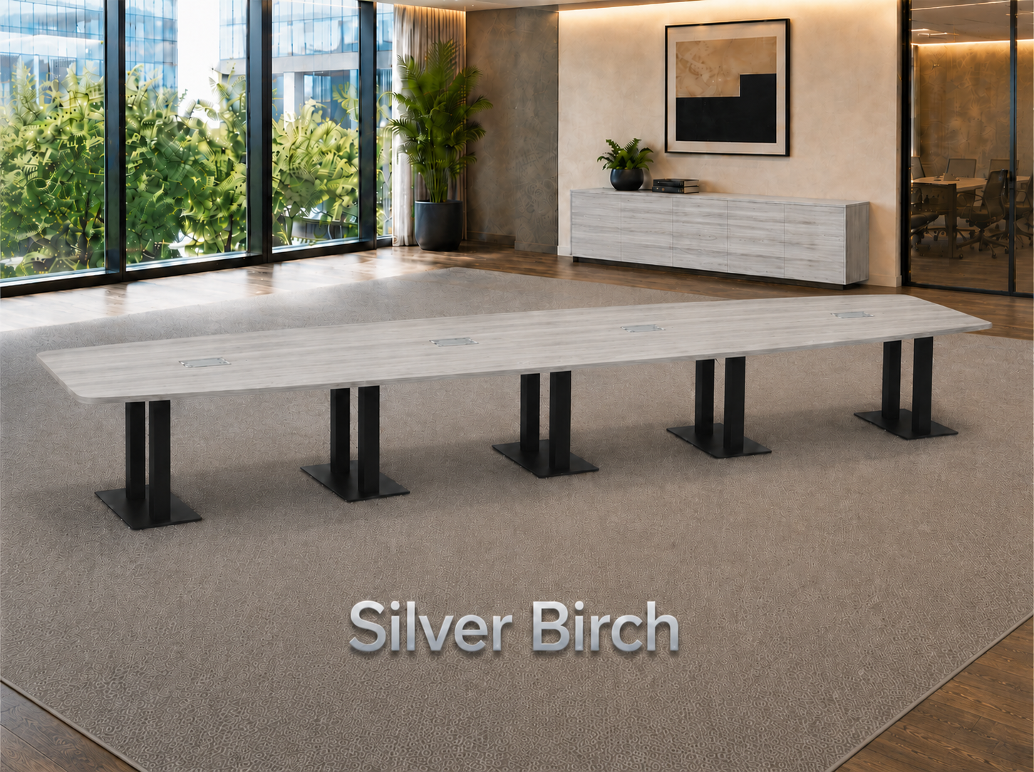 Boat Shaped Conference Table with Cable Management | Modern Laminate ...