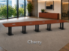 Picture of Boat Shaped Conference Table with Cable Management and Brushed Steel Base