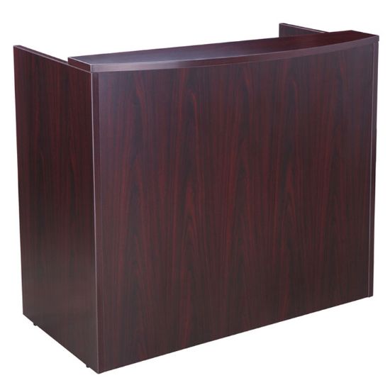 Picture of Small Reception Desk with Transaction Counter & Storage Options-Mahogany