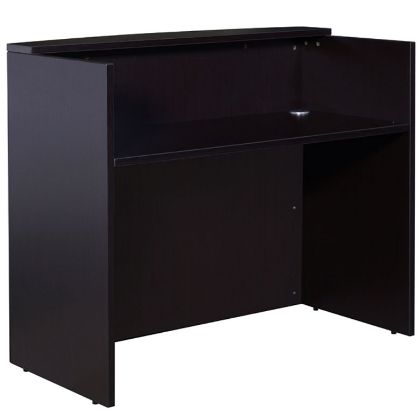 Picture of Small Reception Desk with Transaction Counter & Storage Options-Mocha