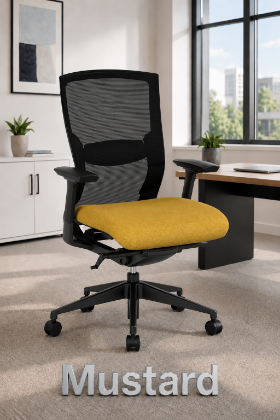 Picture of Mustard Ergonomic Mesh Office Chair with Adjustable Arms and Lumbar Support 