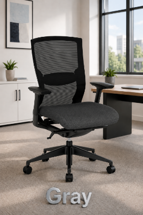 Picture of Gray Ergonomic Mesh Office Chair with Adjustable Arms and Lumbar Support  