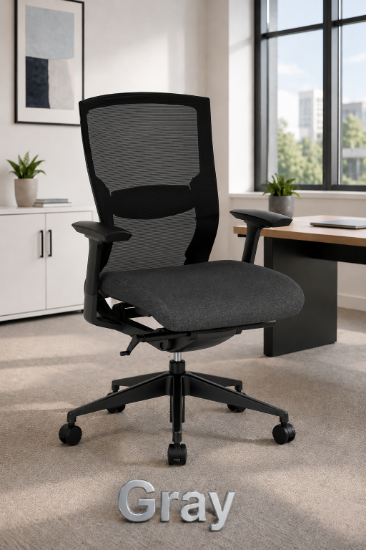 Picture of Gray Ergonomic Mesh Office Chair with Adjustable Arms and Lumbar Support  