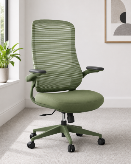 Picture of Ergonomic High Back Office Chair with Headrest, Mesh Back and 4D Arms  