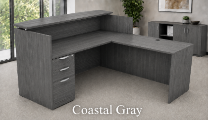 Picture of L Shaped Reception Desk with Locking Drawers and Reversible Return