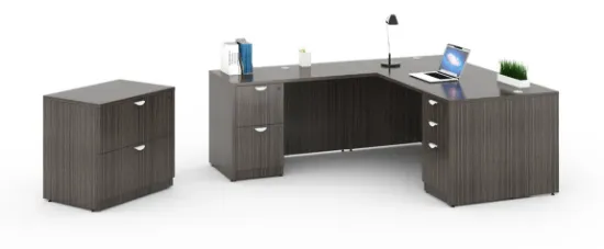Picture of L-Shaped Desk with File Cabinet, Reversible Return & Storage