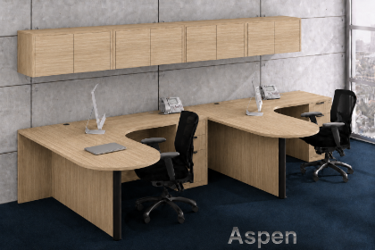2 person desk with locking drawers and grommets