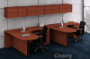 Collaborative office workstation with wall mounted cabinets