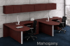 Collaborative office workstation with wall mounted cabinets