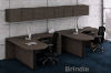 Collaborative office workstation with wall mounted cabinets