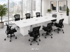 Rectangular cube base conference table with built in grommets