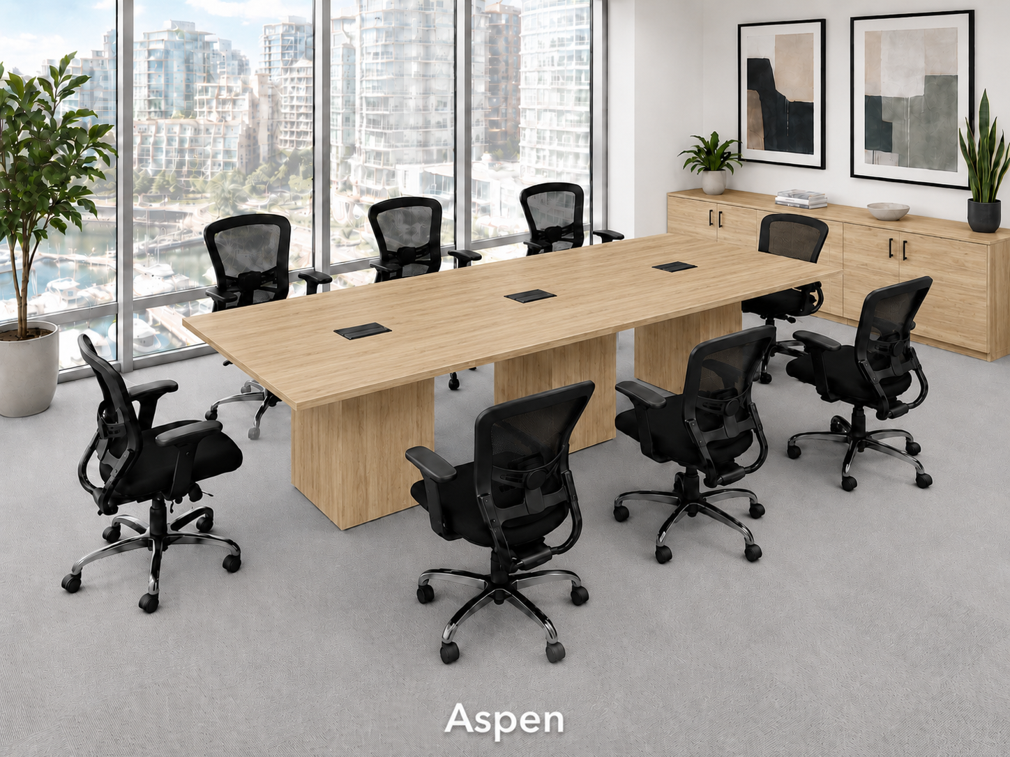 Rectangular Cube Base Conference Table with Grommets | Choice Office ...