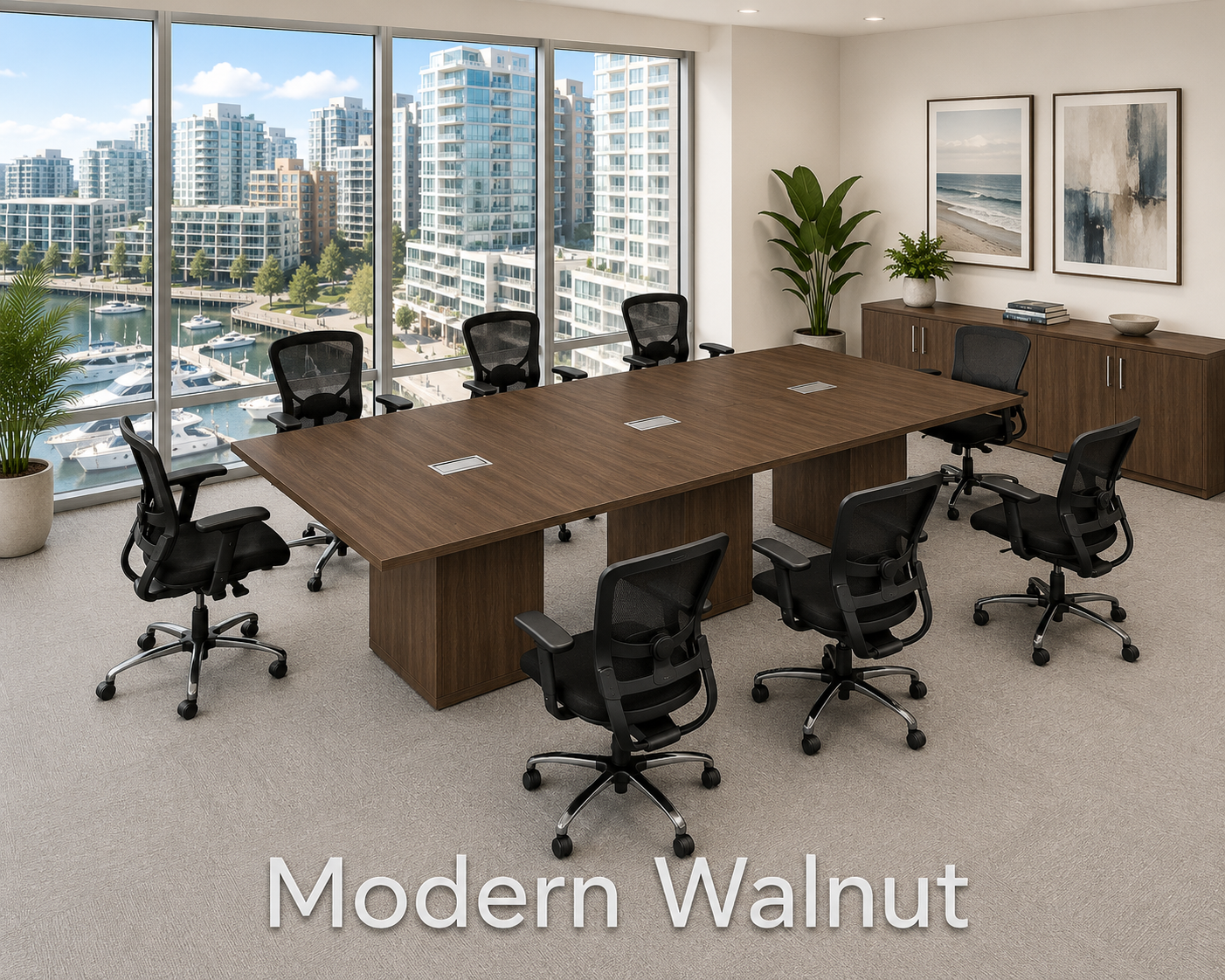 Rectangular Cube Base Conference Table with Grommets | Choice Office ...