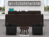 Picture of 2 Person Reception Desk with Storage, Overhead Hutch, and Transaction Counters