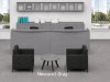 Picture of 2 Person Reception Desk with Storage, Overhead Hutch, and Transaction Counters