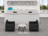 Picture of 2 Person Reception Desk with Storage, Overhead Hutch, and Transaction Counters