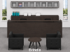 Picture of 2 Person Reception Desk with Storage, Overhead Hutch, and Transaction Counters