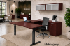 u shaped standing desk with storage and credenza