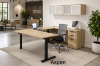 u shaped standing desk with storage and credenza