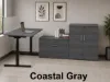 Picture of Executive L Shaped Sit Stand Desk with Drawers, Adjustable Height and Reversible Return