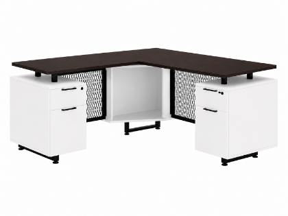 Picture of Modern L-Shaped Desk with Drawers – Industrial Office Desk with Storage