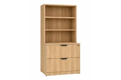 Picture of Lateral File Cabinet with Bookcase Top and Locking Drawers
