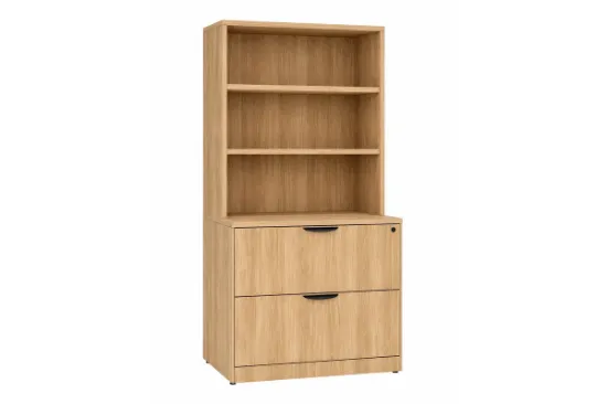 Picture of Lateral File Cabinet with Bookcase Top and Locking Drawers