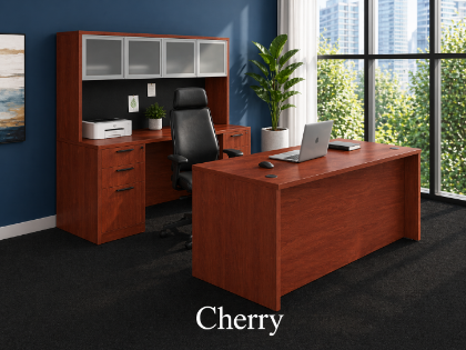 Picture of Executive Desk with Credenza and Hutch Set 