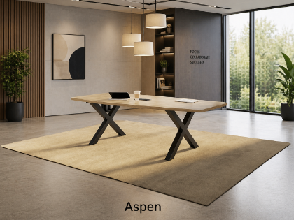 Picture of Boat Shaped Conference Table with Metal X Base, Cable Management