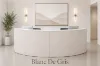Picture of 2 Person Curved Reception Desk with Glass Transaction Counter and Storage