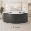 Picture of 2 Person Curved Reception Desk with Glass Transaction Counter and Storage